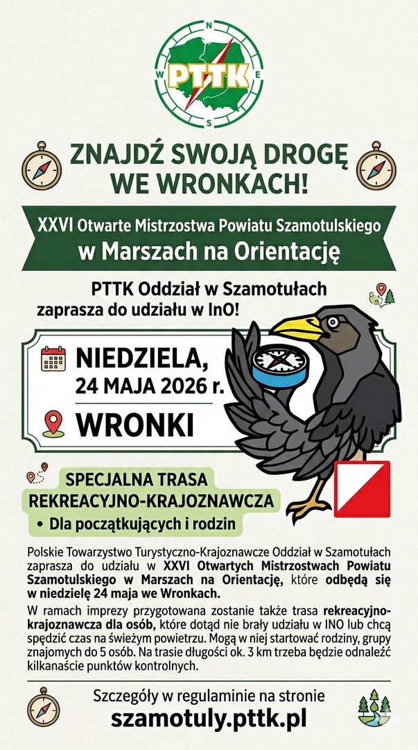 XXVI OTWARTE MISTRZOSTWAPOWIATU SZAMOTULSKIEGOW TURYSTYCZNYCHMARSZACH NA ORIENTACJĘ